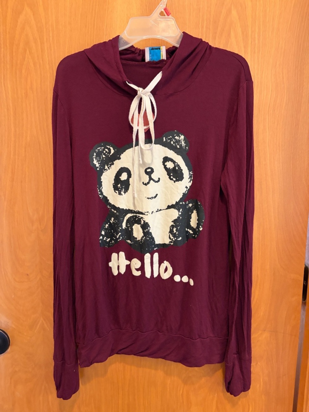 Women's Maroon Panda Graphic Hoodie Sweatshirt